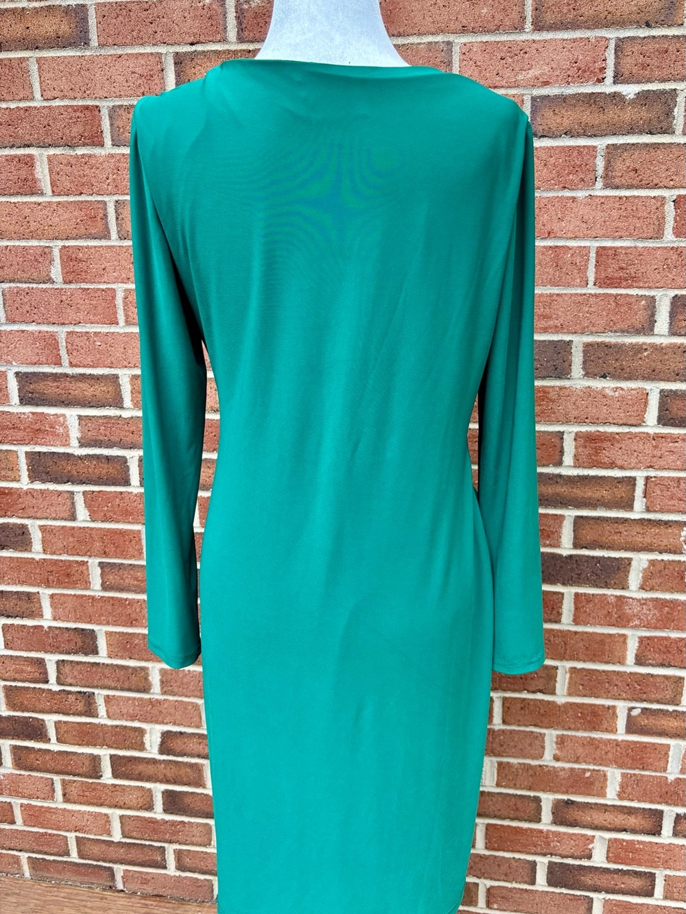 Joseph Ribkoff Emerald Green Faux Wrap Dress Size 16 Canada Elegant Cocktail - Picture 4 of 7